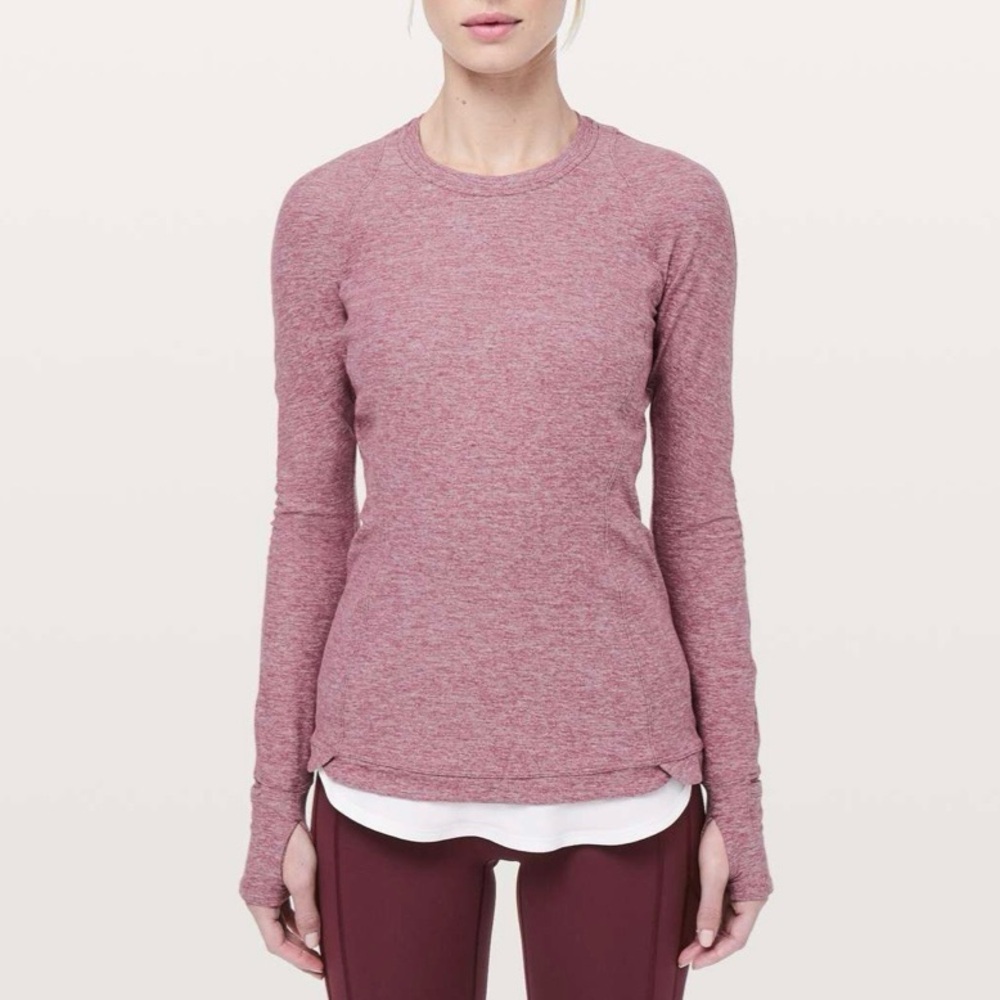 Lululemon Runderful‎ Long Sleeve in Heathered Misty Merlot Pink Size 4